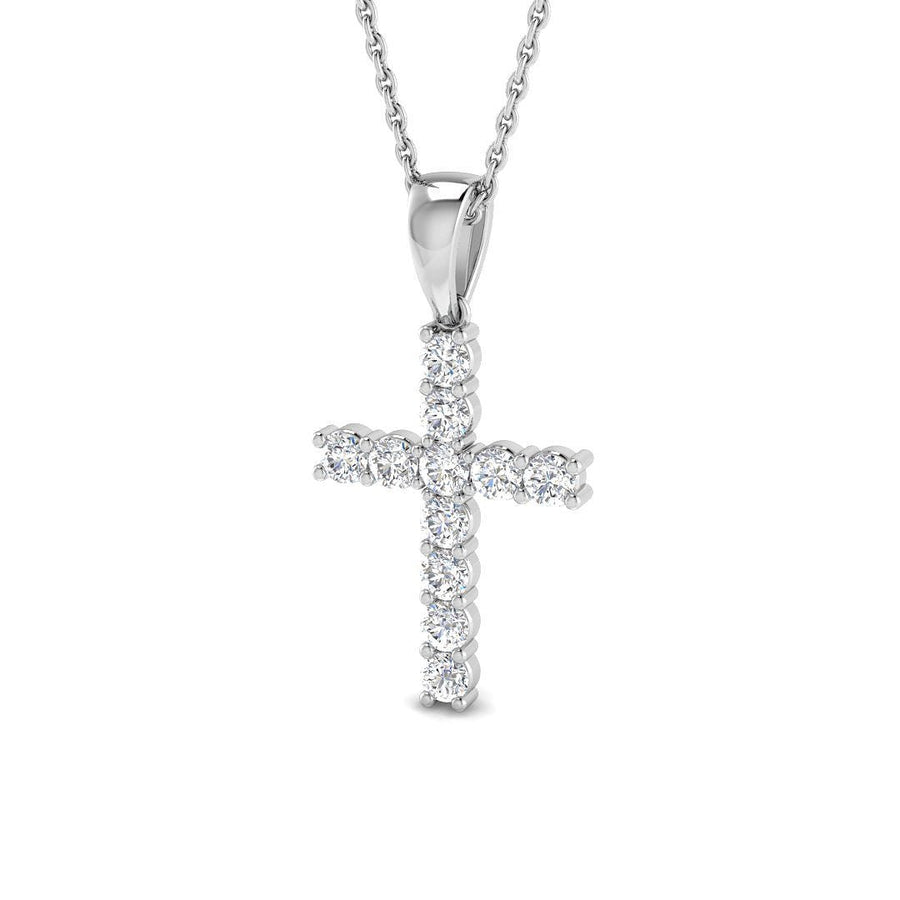 0.50ct Lab Diamond Cross Necklace G/VS Quality in 9k White Gold - After Diamonds