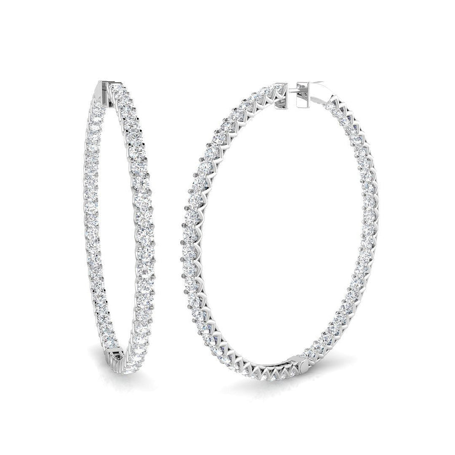 10.00ct Lab Diamond Claw Set Large Hoop Earrings G/VS in 9k White Gold - After Diamonds