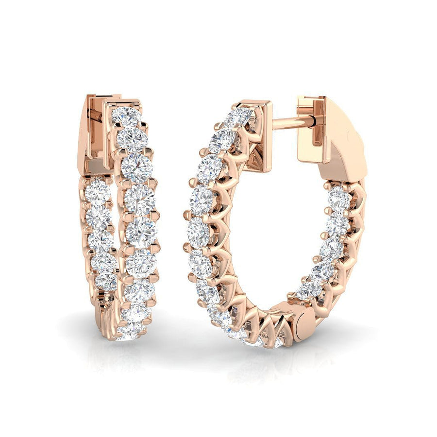 1.00ct Lab Diamond Claw Set Hoop Earrings G/VS in 9k Rose Gold - After Diamonds