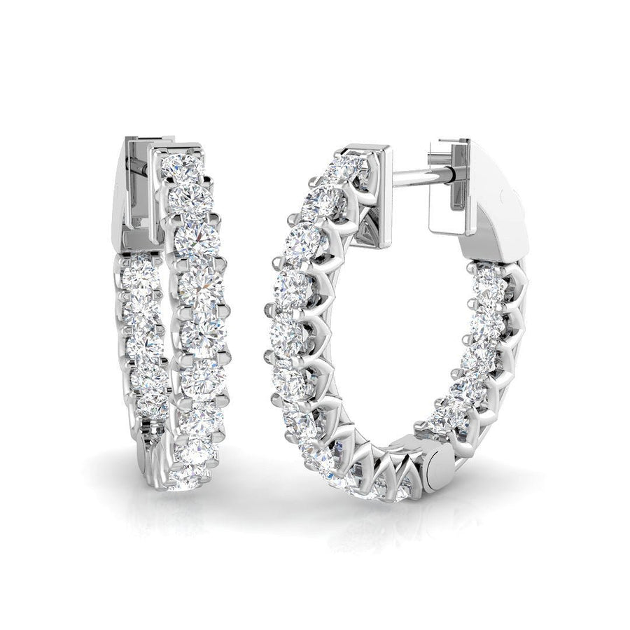 1.00ct Lab Diamond Claw Set Hoop Earrings G/VS in 9k White Gold - After Diamonds
