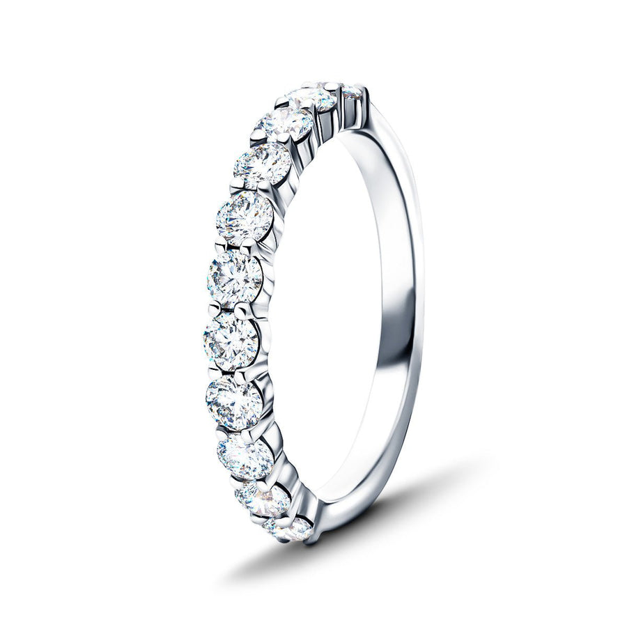 13 Stone Lab Diamond Half Eternity Ring 0.50ct G/VS in Platinum - After Diamonds