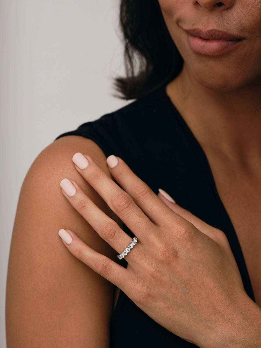 18 Stone Lab Diamond Full Eternity Ring 3.20ct D/VVS in 18k White Gold - After Diamonds