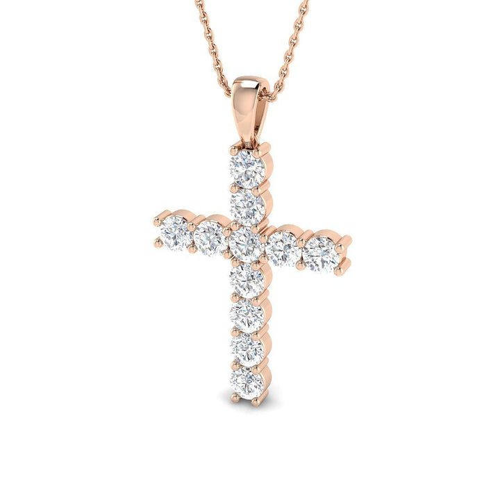 2.00ct Lab Diamond Cross Necklace D/VVS Quality in 9k Rose Gold