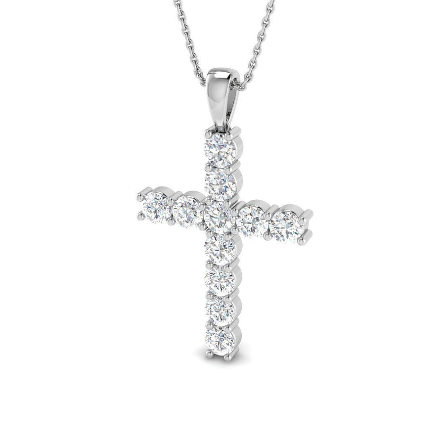 2.00ct Lab Diamond Cross Necklace G/VS Quality in 9k White Gold - After Diamonds