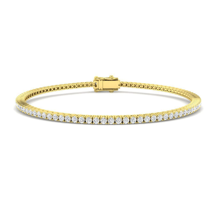 2ct Lab Diamond Tennis Bracelet D/VVS Quality Set in 9k Yellow Gold