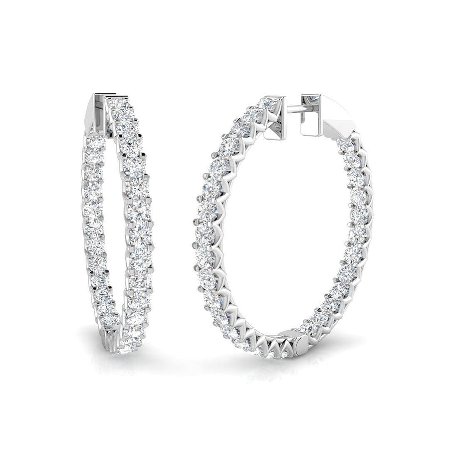 3.50ct Lab Diamond Claw Set Large Hoop Earrings G/VS in 9k White Gold - After Diamonds