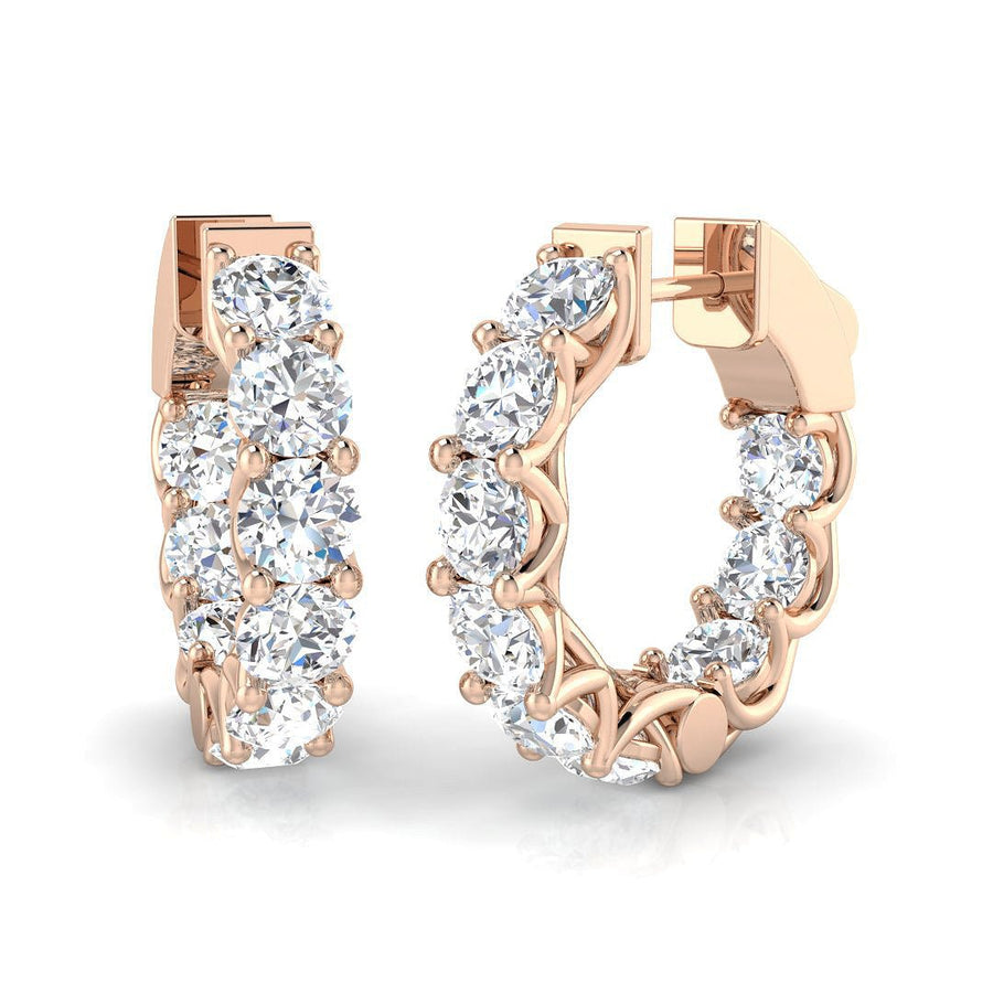 4.50ct Lab Diamond Claw Set Hoop Earrings G/VS in 9k Rose Gold - After Diamonds