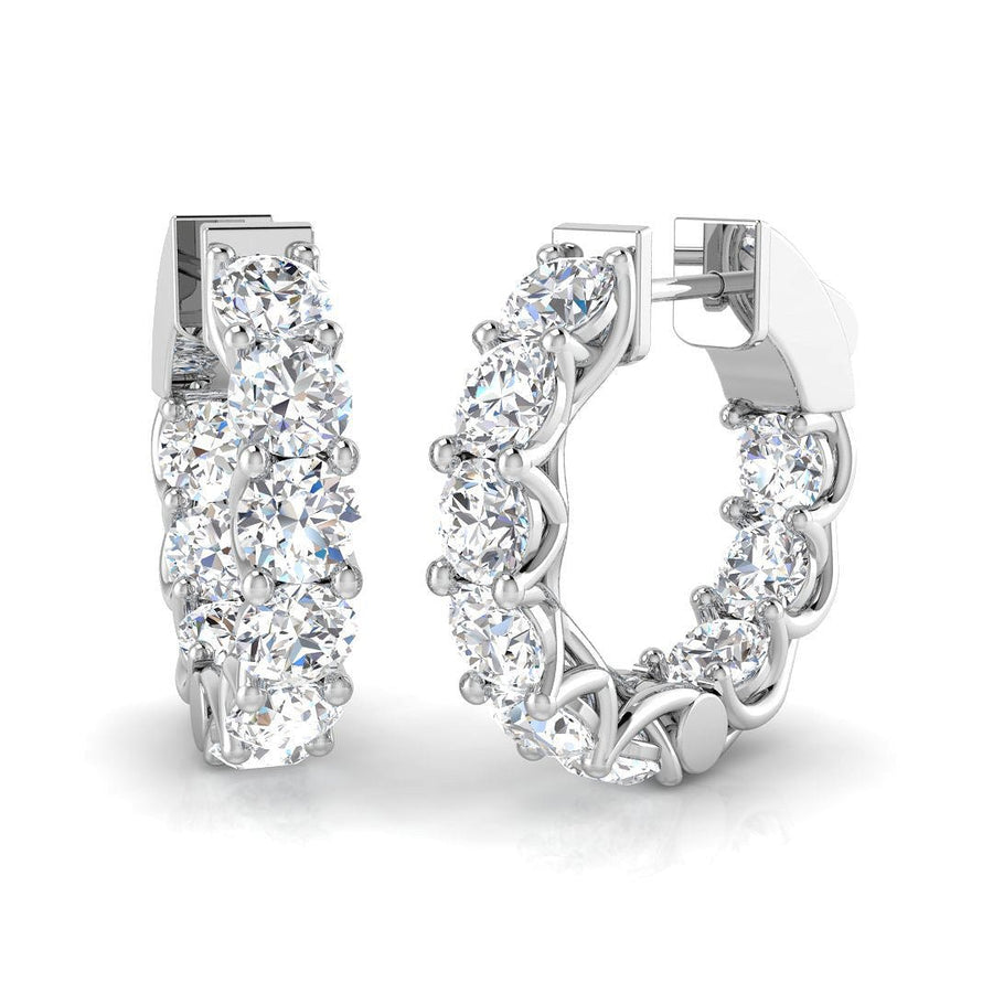 4.50ct Lab Diamond Claw Set Hoop Earrings G/VS in 9k White Gold - After Diamonds