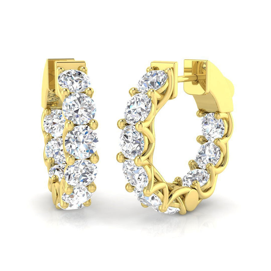 4.50ct Lab Diamond Claw Set Hoop Earrings G/VS in 9k Yellow Gold - After Diamonds
