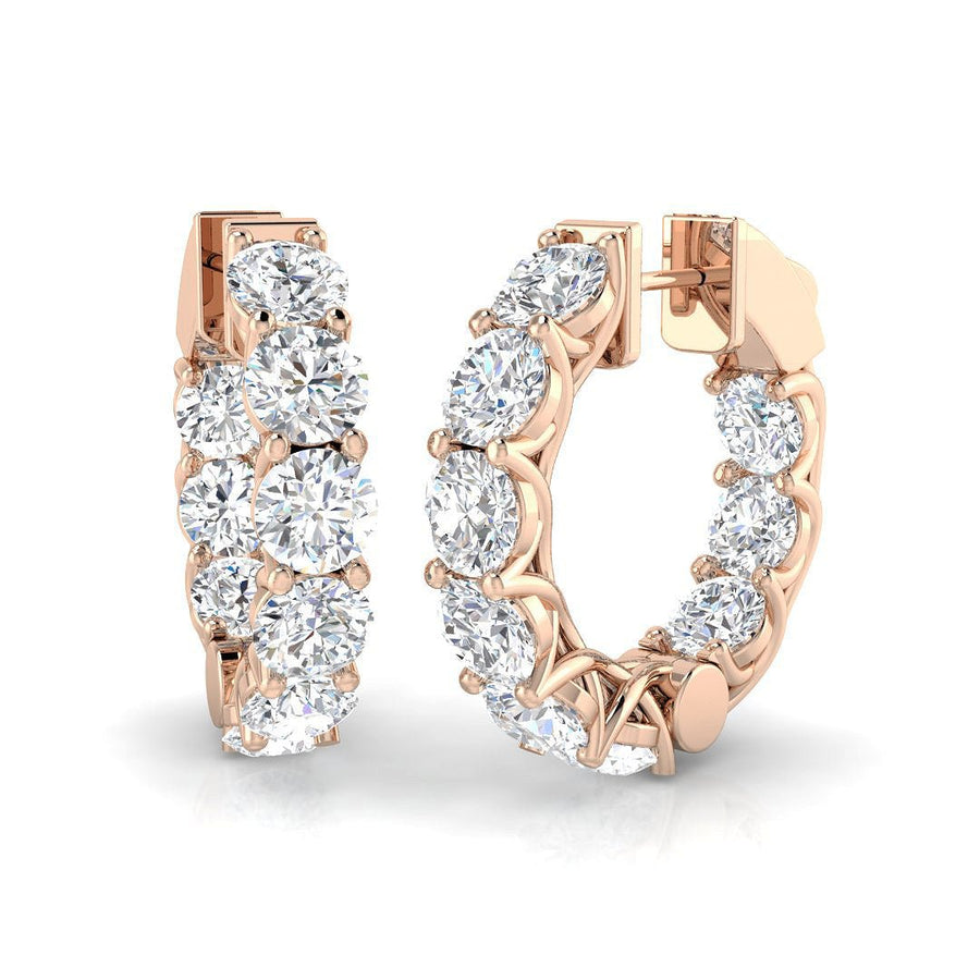 7.50ct Lab Diamond Claw Set Hoop Earrings G/VS in 9k Rose Gold - After Diamonds