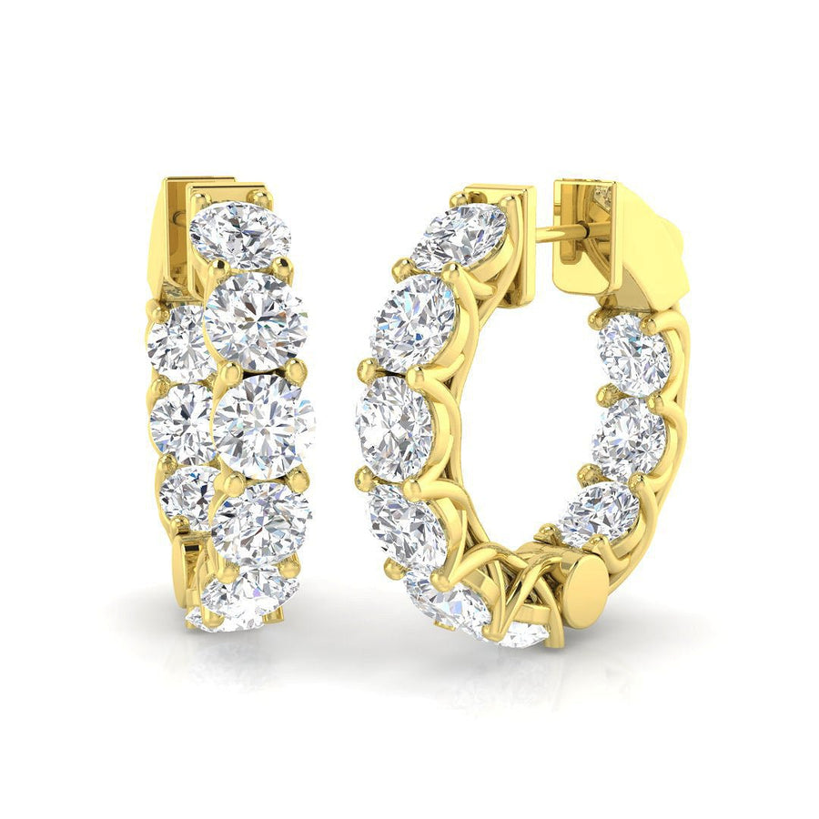 7.50ct Lab Diamond Claw Set Hoop Earrings G/VS in 9k Yellow Gold - After Diamonds
