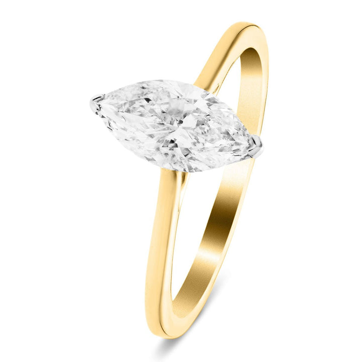 Ava Lab Marquise Diamond Solitaire Engagement Ring 0.50ct D/VVS 18k Yellow Gold