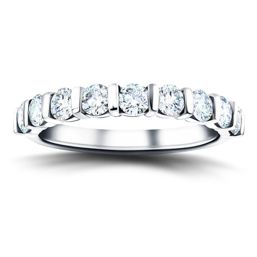 Bar Set Lab Diamond Half Eternity Ring 0.50ct G/VS in 9k White Gold - After Diamonds
