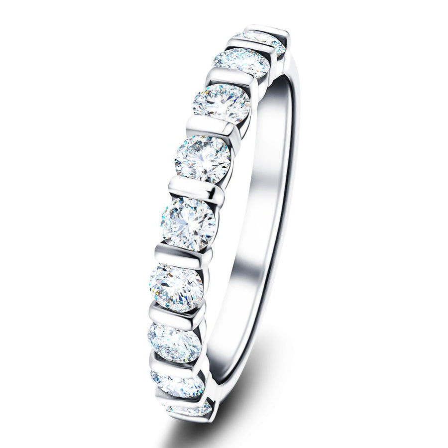 Bar Set Lab Diamond Half Eternity Ring 0.50ct G/VS in 9k White Gold - After Diamonds
