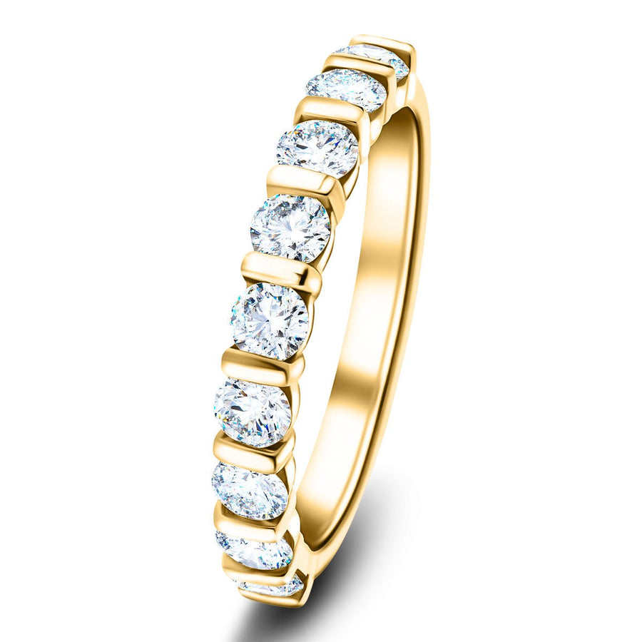 Bar Set Lab Diamond Half Eternity Ring 1.00ct G/VS in 9k Yellow Gold - After Diamonds