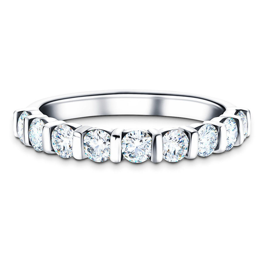 Bar Set Lab Diamond Half Eternity Ring 1.00ct G/VS in Platinum - After Diamonds