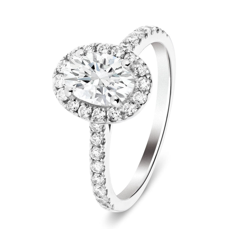 Chloe Lab Diamond Halo Oval Engagement Ring 1.50ct G/VS in Platinum - After Diamonds