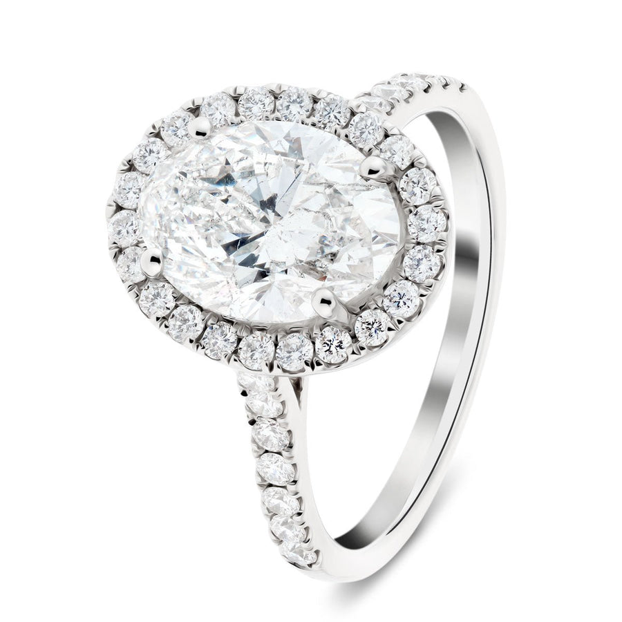 Chloe Lab Diamond Halo Oval Engagement Ring 3.75ct G/VS in Platinum - After Diamonds