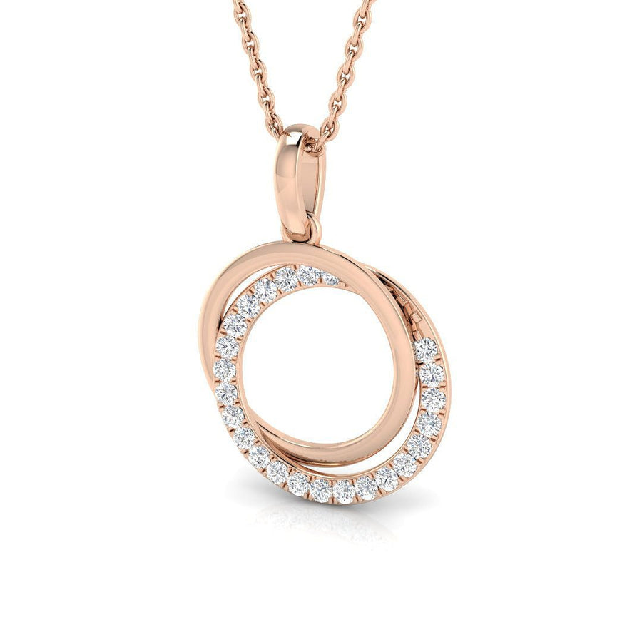 Double Circle Lab Diamond Necklace Pendant 0.25ct in 9k Rose Gold - After Diamonds