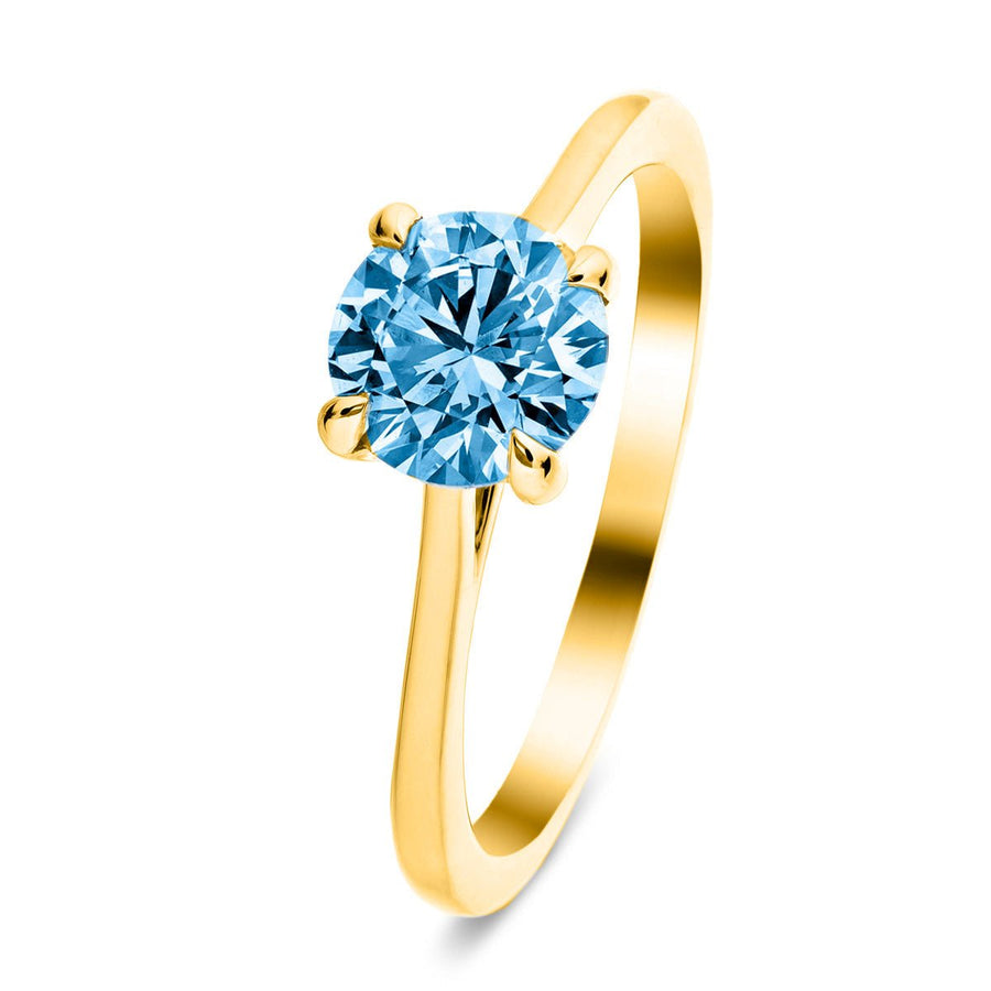 Ellie Blue Lab Diamond Solitaire Engagement Ring 1.00ct in 18k Yellow Gold - After Diamonds