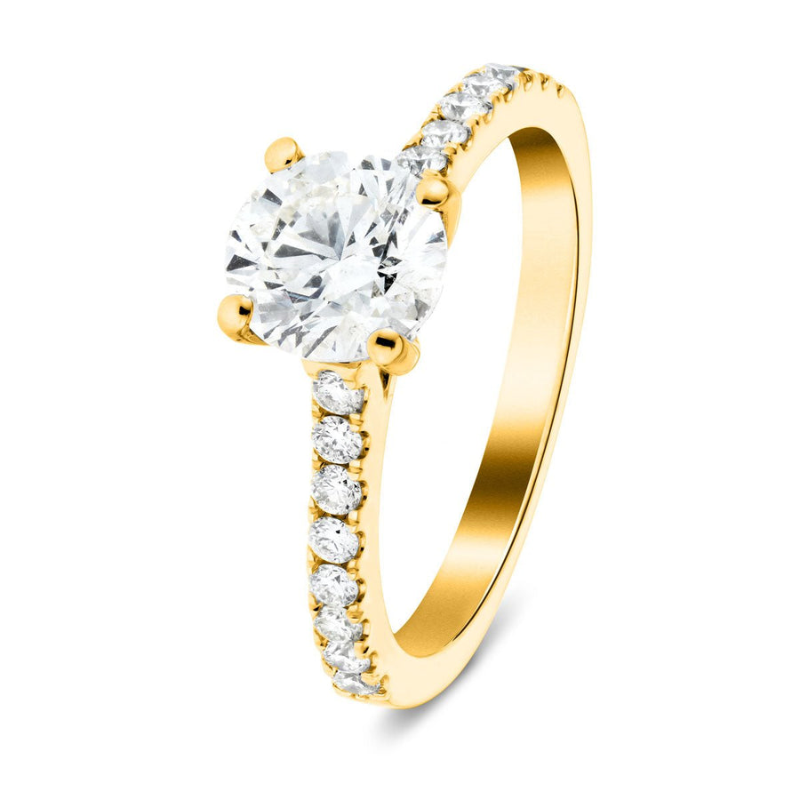 Emily Lab Diamond Round Engagement Ring 0.75ct G/VS 18k Yellow Gold - After Diamonds