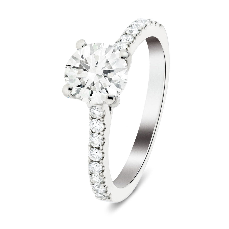 Emily Lab Diamond Round Engagement Ring Emily lab diamond round engagement ring with diamond set shoulders in platinum