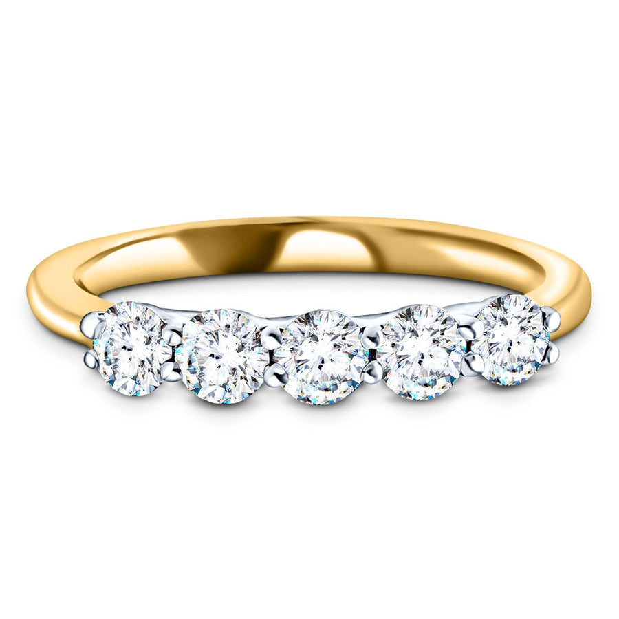 Five Stone Lab Diamond Ring 0.75ct G/VS in 18k Yellow Gold - After Diamonds