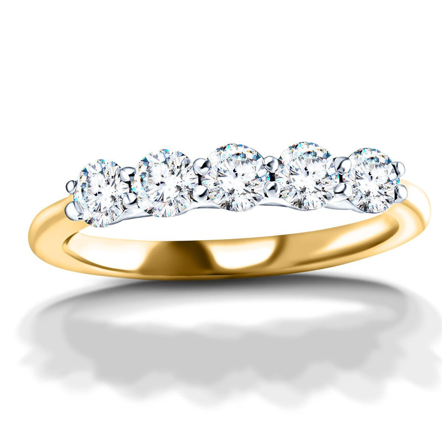 Five Stone Lab Diamond Ring 0.75ct G/VS in 9k Yellow Gold - After Diamonds