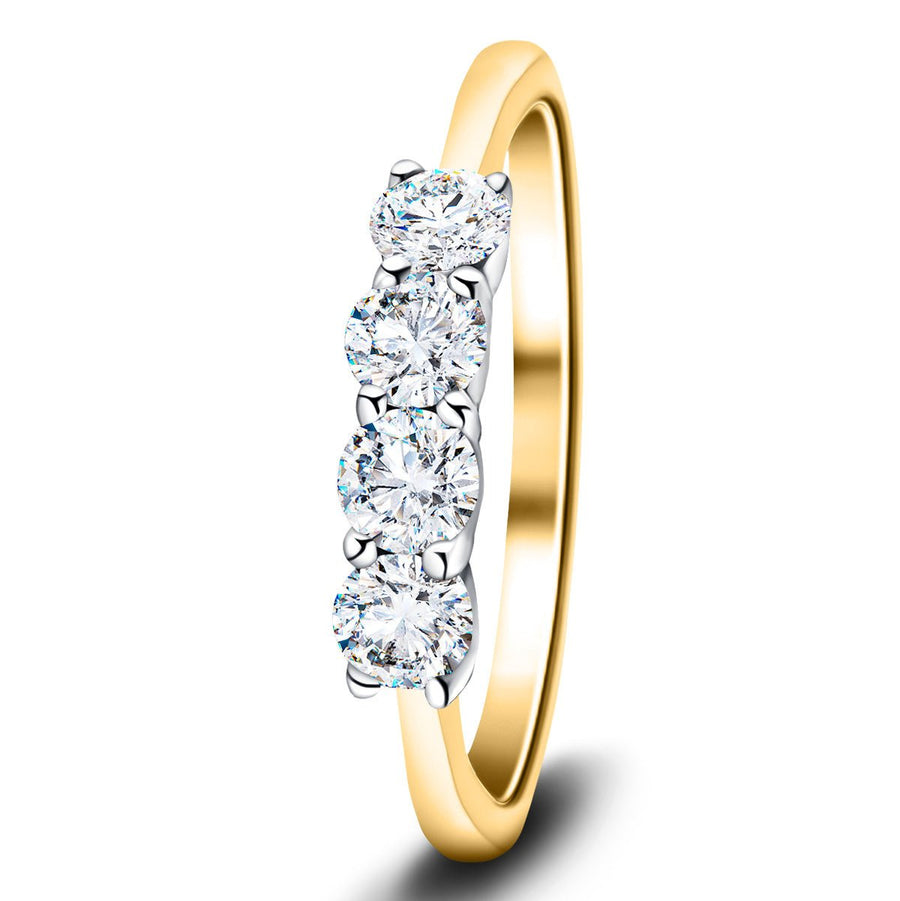 Four Stone Lab Diamond Eternity Ring 4.00ct G/VS in 18k Yellow Gold - After Diamonds