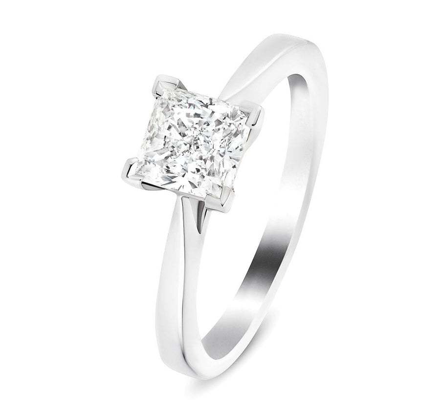Princess-cut G/VS lab diamond solitaire engagement ring in 18k white gold