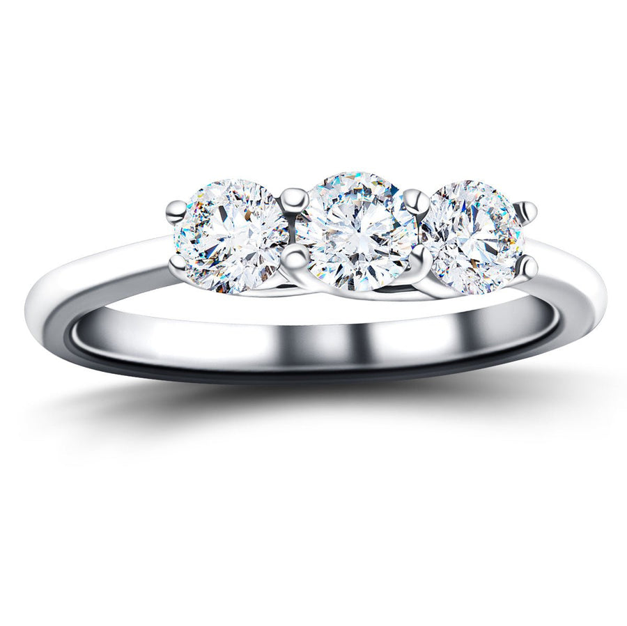 Graduated Three Stone Lab Diamond Ring 1.00ct G/VS in 9k White Gold - After Diamonds