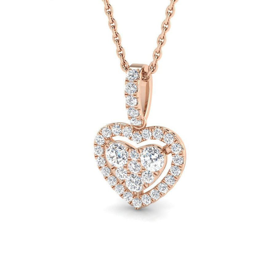 Heart Lab Diamond Cluster Pendant Necklace 0.40ct in 9k Rose Gold - After Diamonds