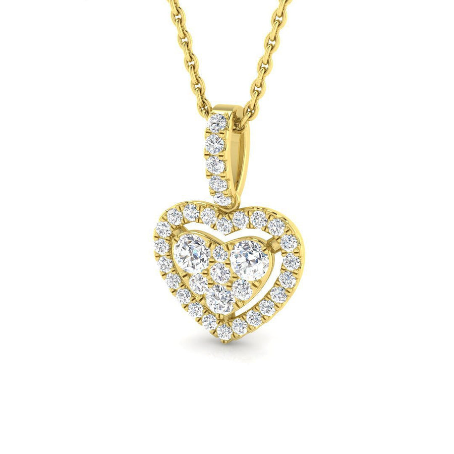 Heart Lab Diamond Cluster Pendant Necklace 0.40ct in 9k Yellow Gold - After Diamonds
