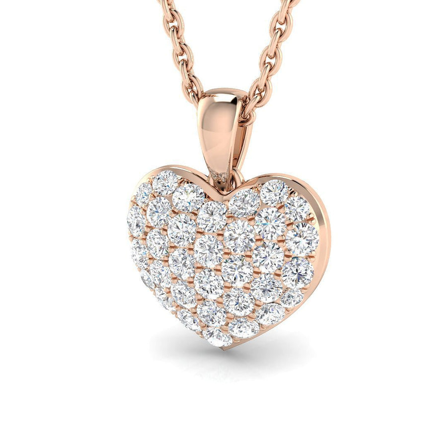Heart Necklace Pendant Lab Diamond 0.40ct In 9K Rose Gold - After Diamonds