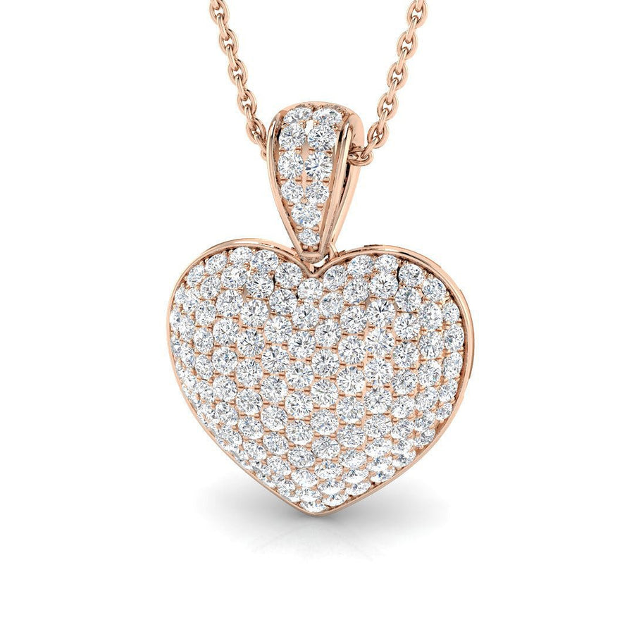 Heart Necklace Pendant Lab Diamond 1.00ct In 9K Rose Gold - After Diamonds