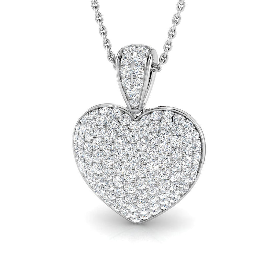 Heart Necklace Pendant Lab Diamond 2.00ct In 9K White Gold - After Diamonds