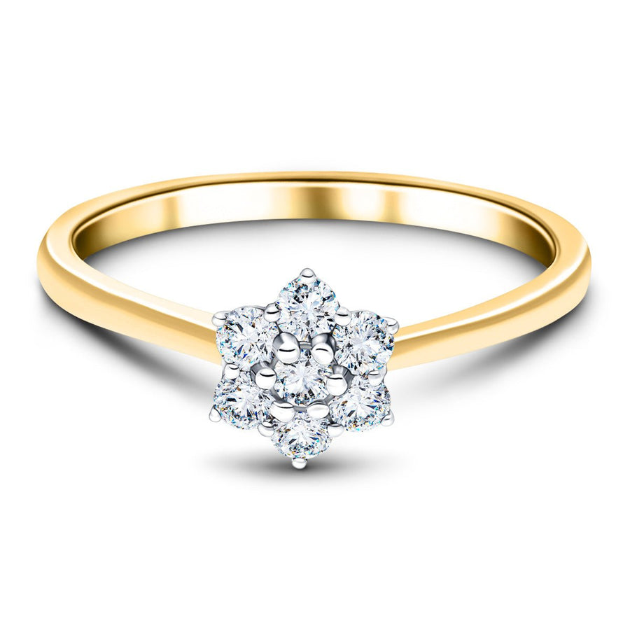 Lab Diamond 0.25ct Cluster Ring G/VS Quality in 9k Yellow Gold - After Diamonds