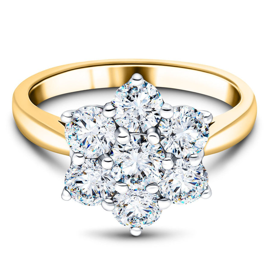 Lab Diamond 0.50ct Cluster Ring G/VS Quality in 9k Yellow Gold - After Diamonds