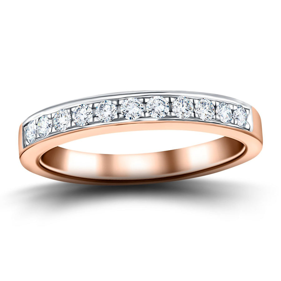 Lab Diamond 11 Stone Half Eternity Ring 0.25ct G/VS in 18k Rose Gold - After Diamonds