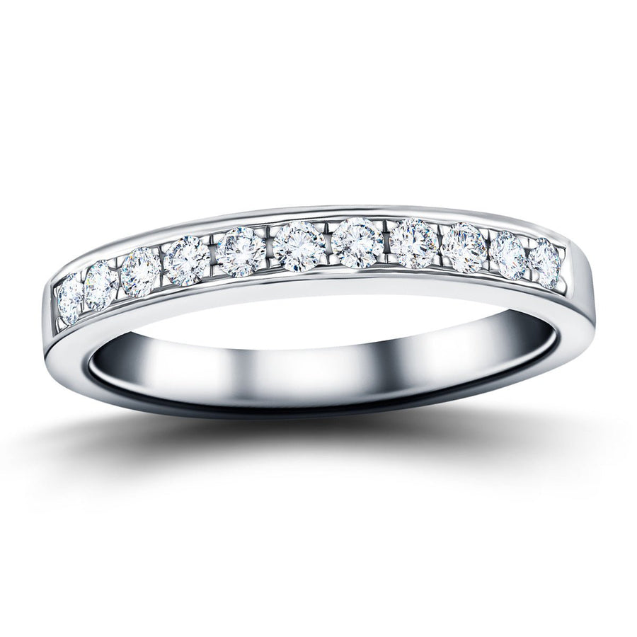 Lab Diamond 11 Stone Half Eternity Ring 0.25ct G/VS in 18k White Gold - After Diamonds