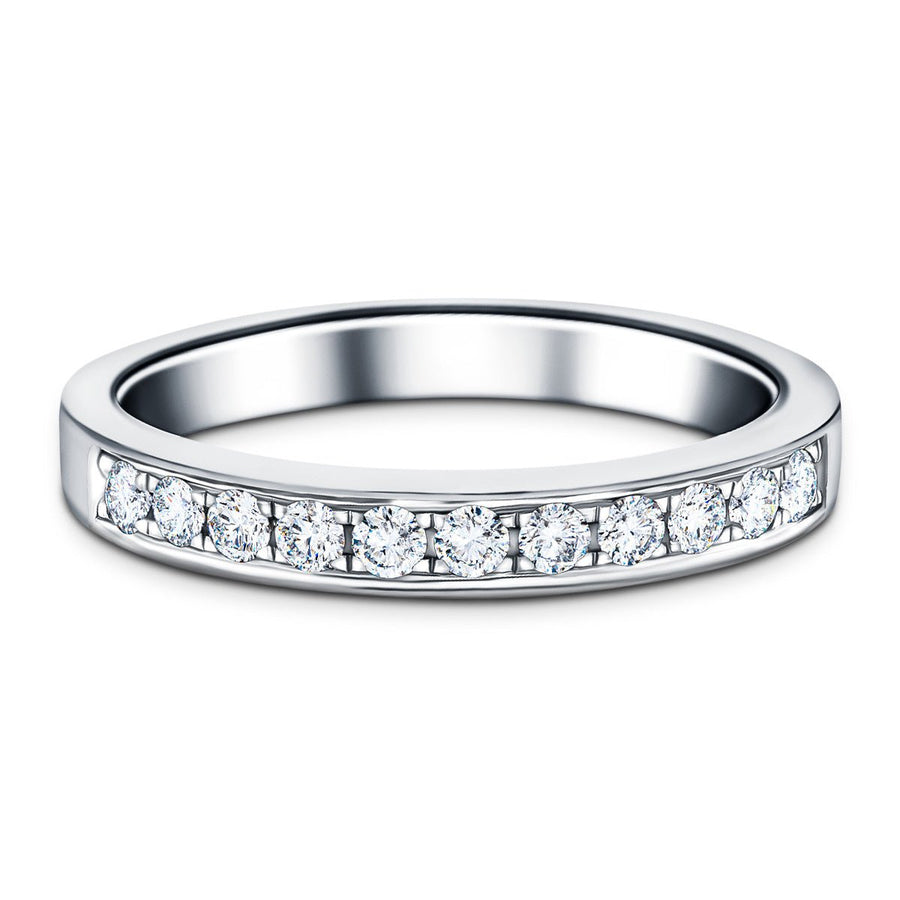 Lab Diamond 11 Stone Half Eternity Ring 0.25ct G/VS in 18k White Gold - After Diamonds