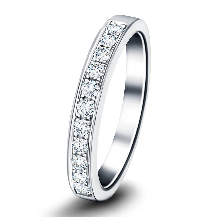 Lab Diamond 11 Stone Half Eternity Ring 0.25ct G/VS in 18k White Gold - After Diamonds