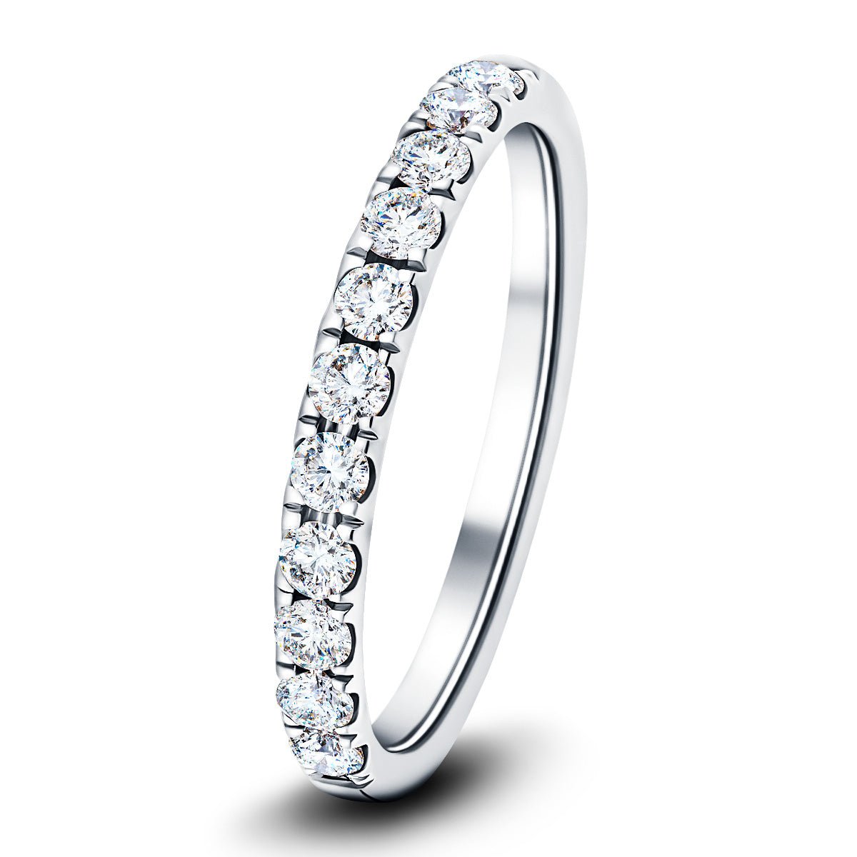 Lab Diamond 11 Stone Half Eternity Ring 0.40ct D/VVS in 18k White Gold ...