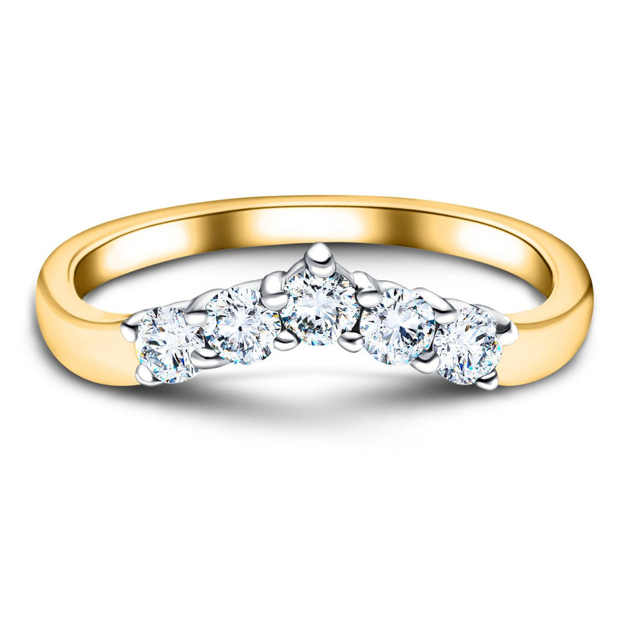 Lab Diamond 5 Stone Wishbone Ring 0.45ct G/VS Quality in 18k Yellow Gold - After Diamonds