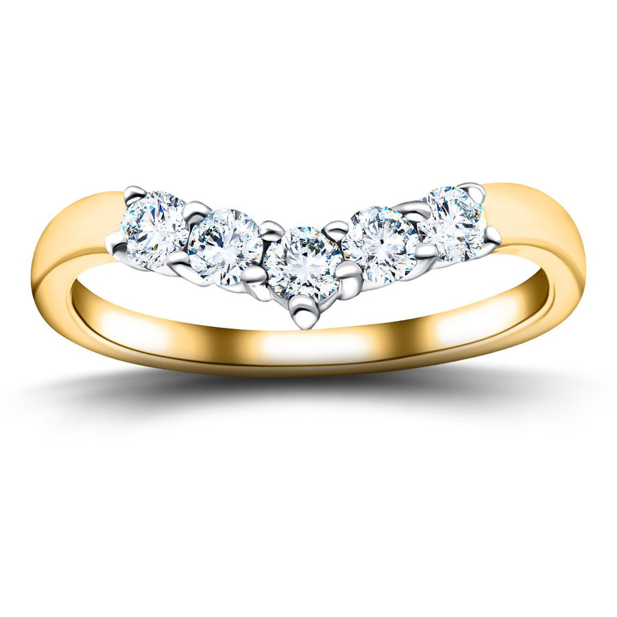 Lab Diamond 5 Stone Wishbone Ring 0.45ct G/VS Quality in 18k Yellow Gold - After Diamonds