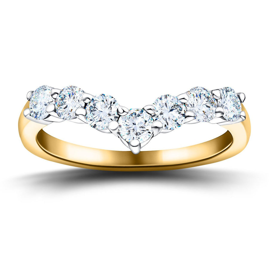 Lab Diamond 7 Stone Wishbone Ring 0.50ct G/VS Quality in 18k Yellow Gold - After Diamonds