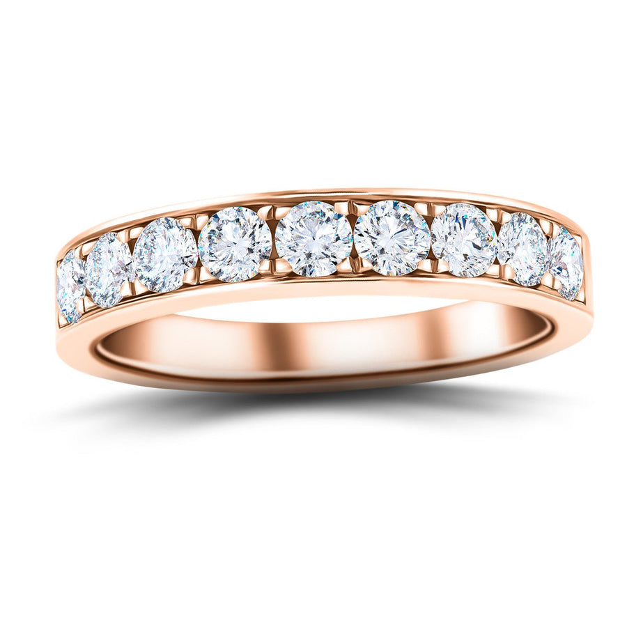 Lab Diamond 9 Stone Half Eternity Ring 1.00ct G/VS in 9k Rose Gold - After Diamonds