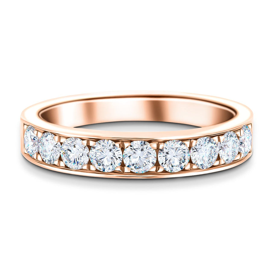 Lab Diamond 9 Stone Half Eternity Ring 1.00ct G/VS in 9k Rose Gold - After Diamonds