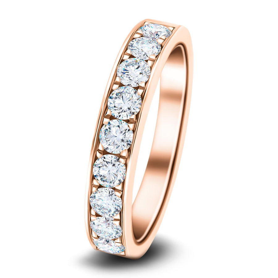 Lab Diamond 9 Stone Half Eternity Ring 1.00ct G/VS in 9k Rose Gold - After Diamonds