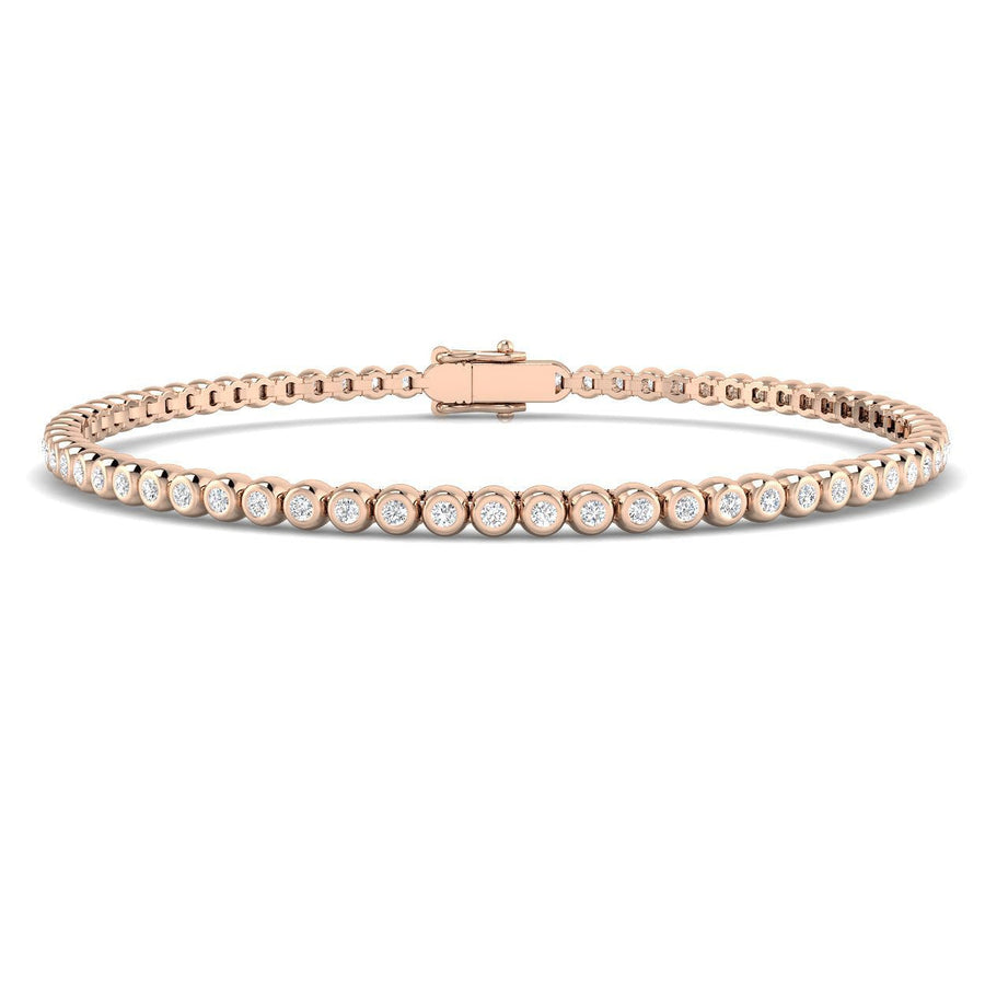 Lab Diamond Bezel Set Tennis Bracelet 1.00ct G/VS in 18k Rose Gold - After Diamonds